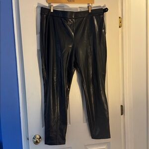 Talbots Elegant Black faux Leather pants. Side zip size 18